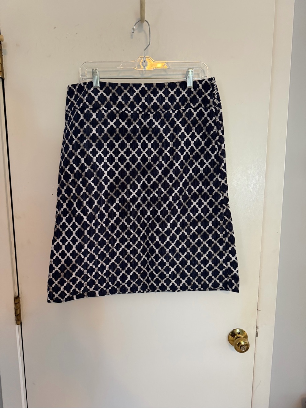 Talbot’s Navy Geometric Pencil Skirt | 10